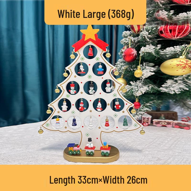 Wooden Christmas Tree Tabletop Display and Mini Figurines - Creative Gifts for Kids