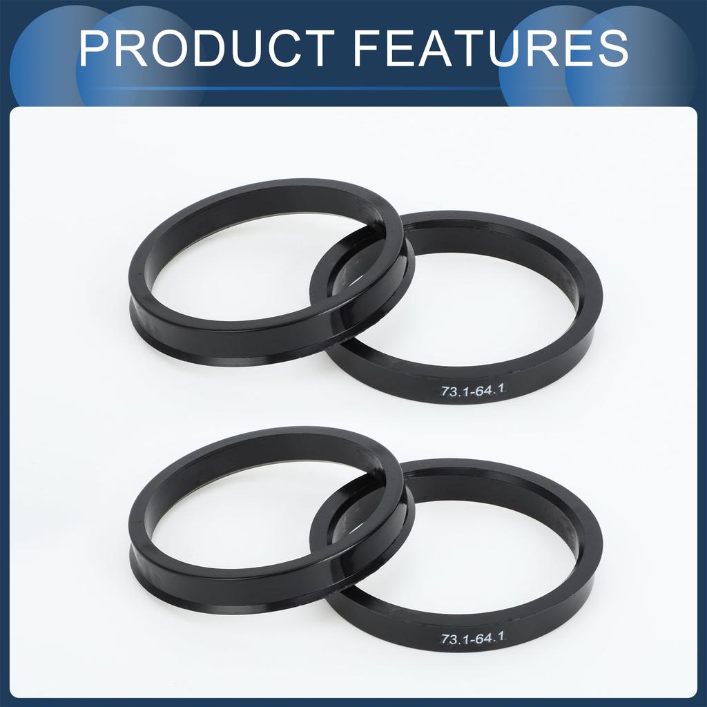 INFINAUTO Zentrierring 64,1 mm ID 73,1 mm AD Auto Radnabe Ring ABS Kunststoff Schwarz 4 Stück