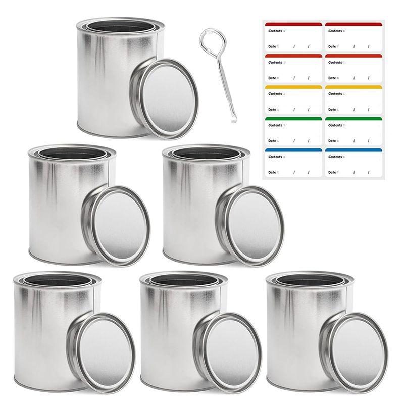 Feb.Paint Cans Withlids 1 Quart Paint Storage Containers 6 Pieces Metal Can Buckets Forpreserving Paint Withbottle