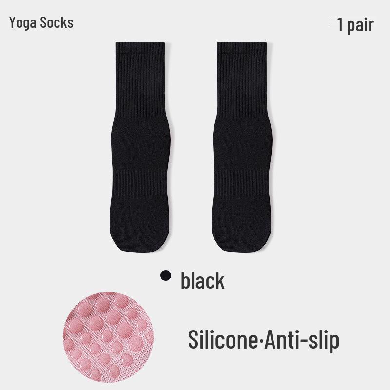 Women's Non-Slip, Sweat-Absorbent Mid-Calf Yoga & Pilates Socks - All-in-One, Seamless, Universal Fitness Socks for All Seasons