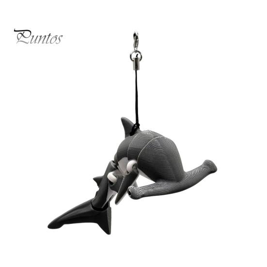 

Брелок в форме акулы с подвижными соединениями, брелок в форме молотка со шнурком, компактный портативный брелок для ключей, сумка, аксессуары B серый