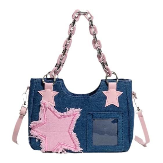 Denim Bag 2024 New Niche Hot Girl Y2K Single Shoulder Crossbody Bag Japanese Style Small Capacity Star Handbag Trendy