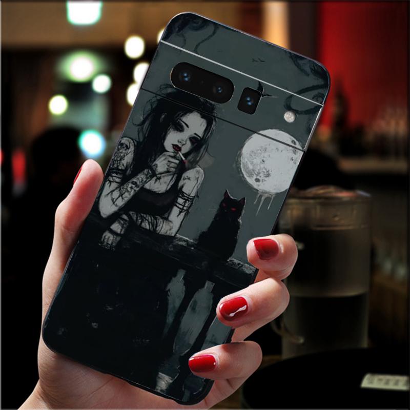 Handyhülle Für Google Pixel 10 Pro 9 Pro XL 9A 8 7 6 Pro Pixel 8A 7A 6A Pixel 8 7 6 5 Schwarze Katze Kunst