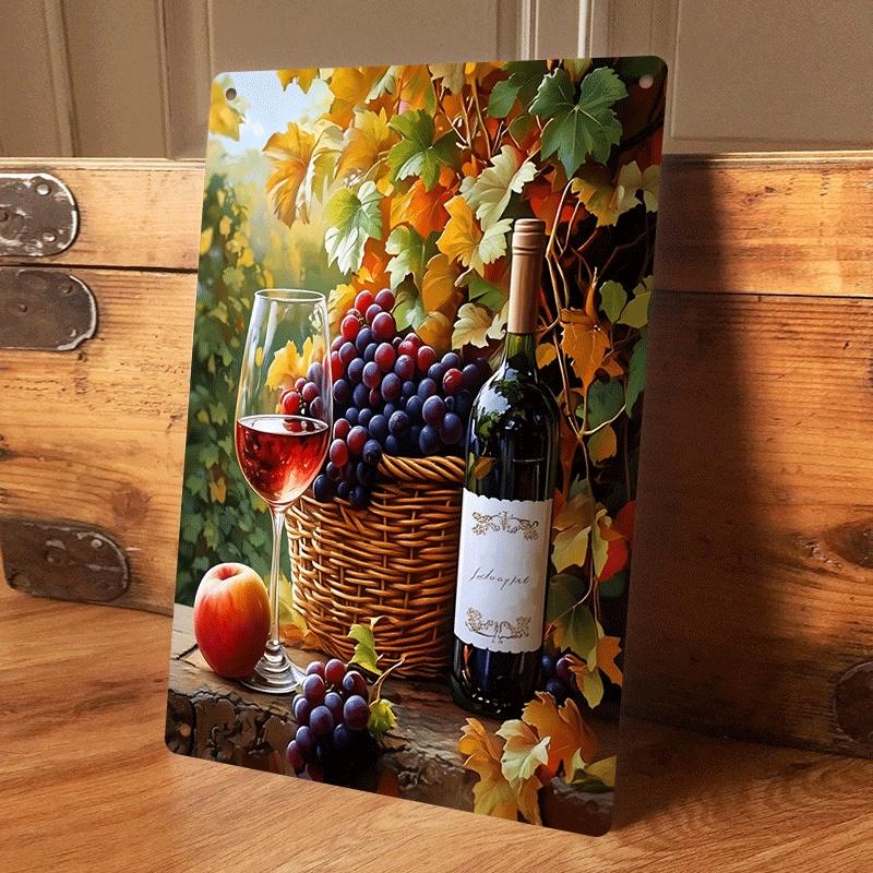 

1 piece of Autumn Harvest Wine-Themed Tin Wall Hanging Plaque, Suitable for Dining Room, Kitchen, and Living Room Wall Decoratio (as the picture,20x30cm)