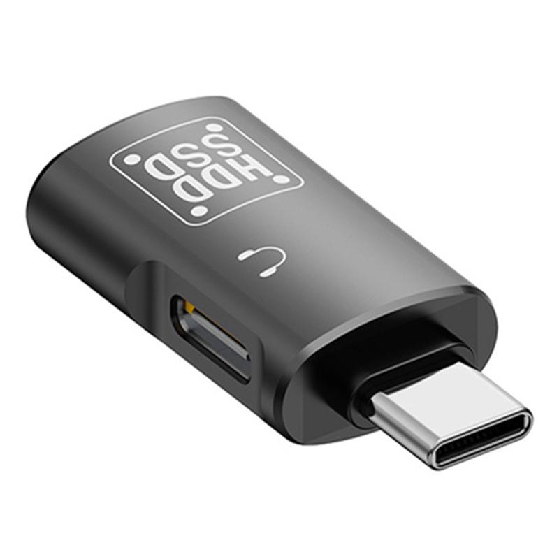 

Адаптер JS-109 Type-C OTG для цифрової гарнітури та U-диска, конвертер USB-C на Type-C/USB 3.0 Black