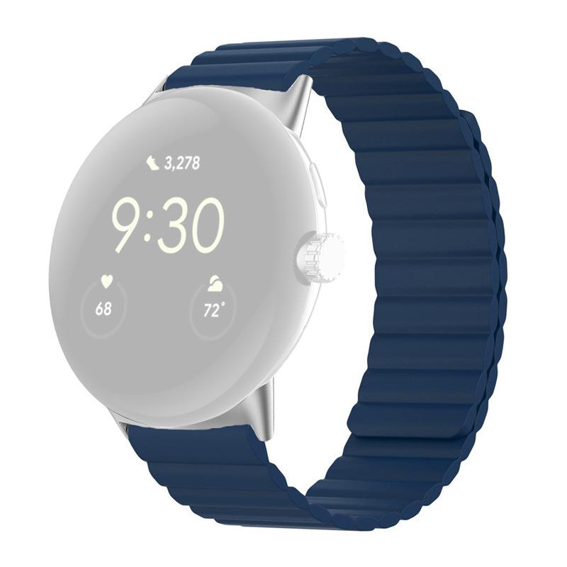 

For Google Pixel Watch 3 41mm/Watch 2/Pixel Watch Magnetic Smartwatch Band Soft Silicone Adjustable Replacement Strap Wristband Midnight Blue
