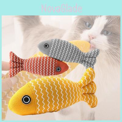 Interactive Cat Toy Striped Linen Wave Fish For Endless Fun