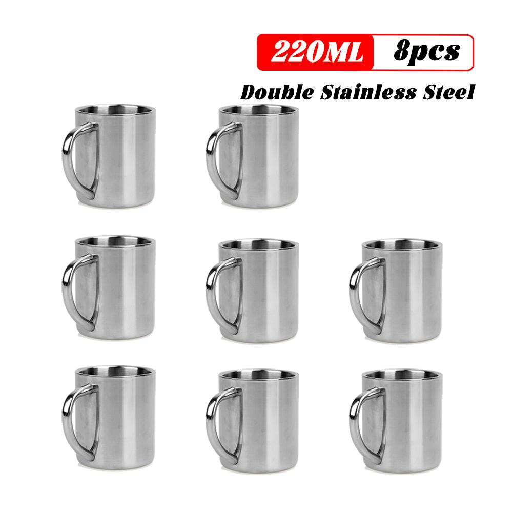 220ML Stailess Steel Mug Coffee Cup Camping Mug Metal Coffee Tea Cup Mug Portable Milk Tea Cup Tumbler Water Mug Drinking Cup