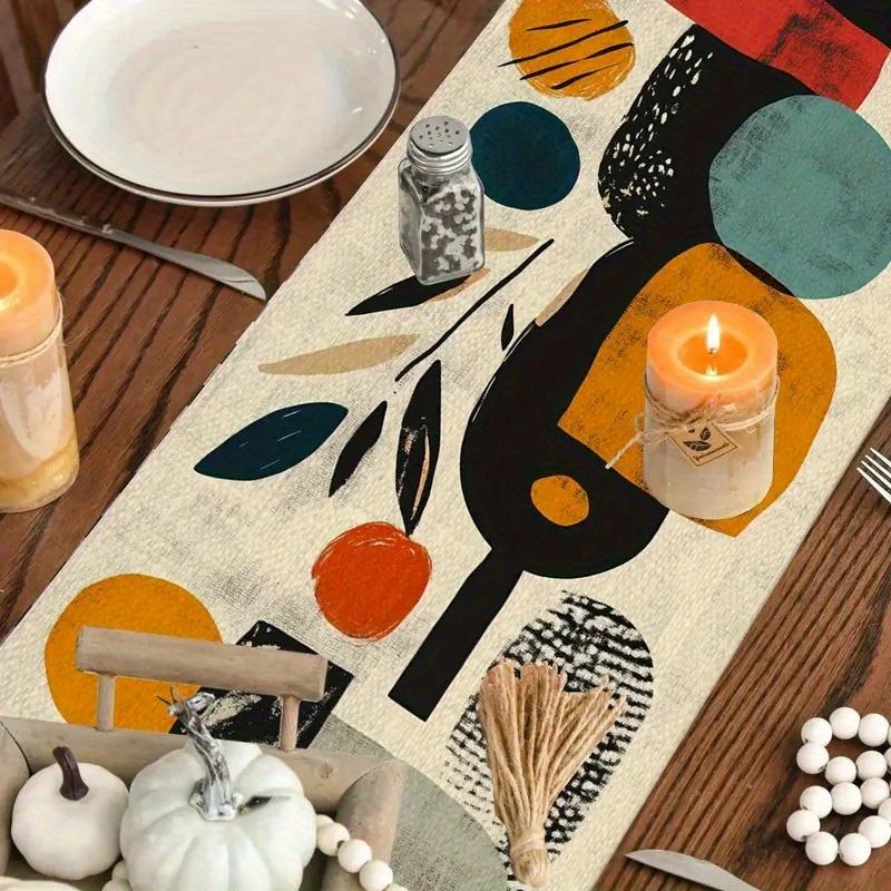 Modern Abstract Geometric Pattern Table Runner, Artistic Dining Table Decor Cloth 40x140cm