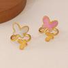 18K Gold Plated Butterfly Resin Open Ring for Women