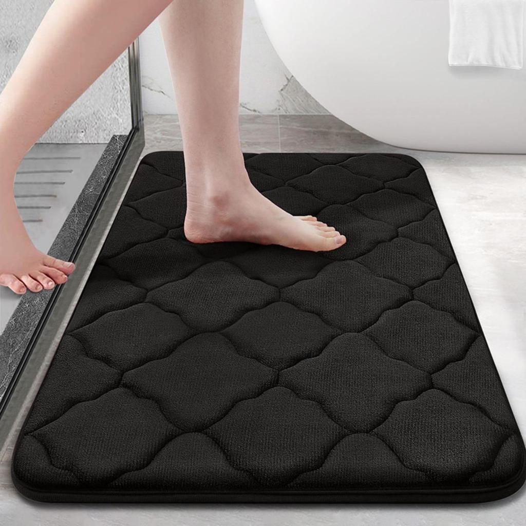 Rhombus Emboss Bathroom Cashmere Thickening Mat Bath Non-slip Carpets In Wash Basin Bathtub Side Floor Rug Shower Room Doormat Memory Foam 3D Pad