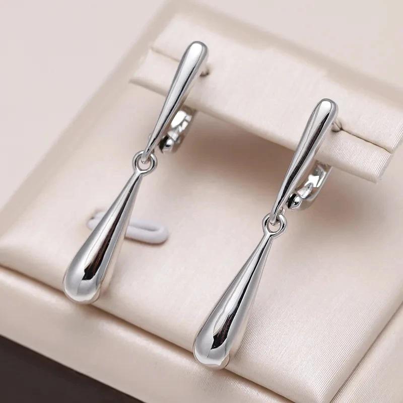 

Блестящие висячие серьги для женщин, простые длинные серьги в форме капли воды золотого цвета, повседневные ювелирные украшения серебряный