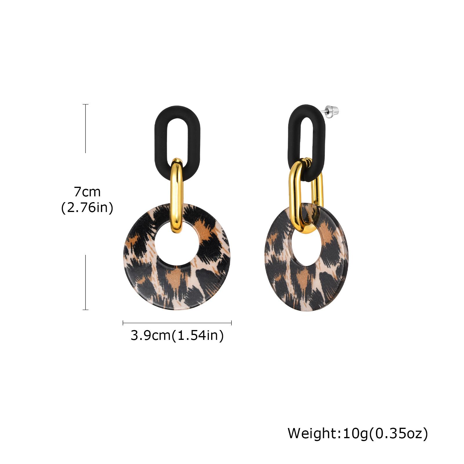 Винтажные Черные Круглые Серьги-Капли с Леопардовым Принтом для Женщин, Большие Серьги с Преувеличенным Дизайном Личности, Ювелирный Подарок