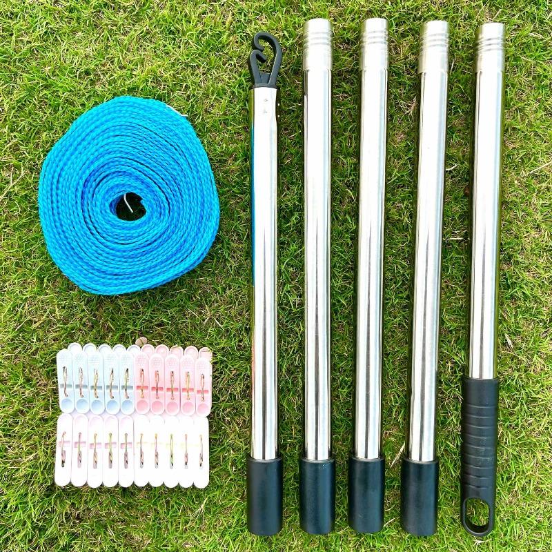 

Clothes Drying Hook Support Rod Outdoor Washing Stainless Steel Support Rack Nylon Clothesline Suit Simple Garden Clotheslines