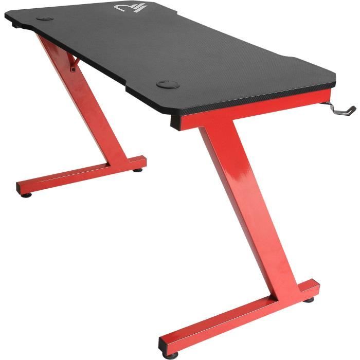 Bureau gamer ergonomique Subsonic Raiden - Finition carbone - Pour PC gaming - Plateau 110x60cm
