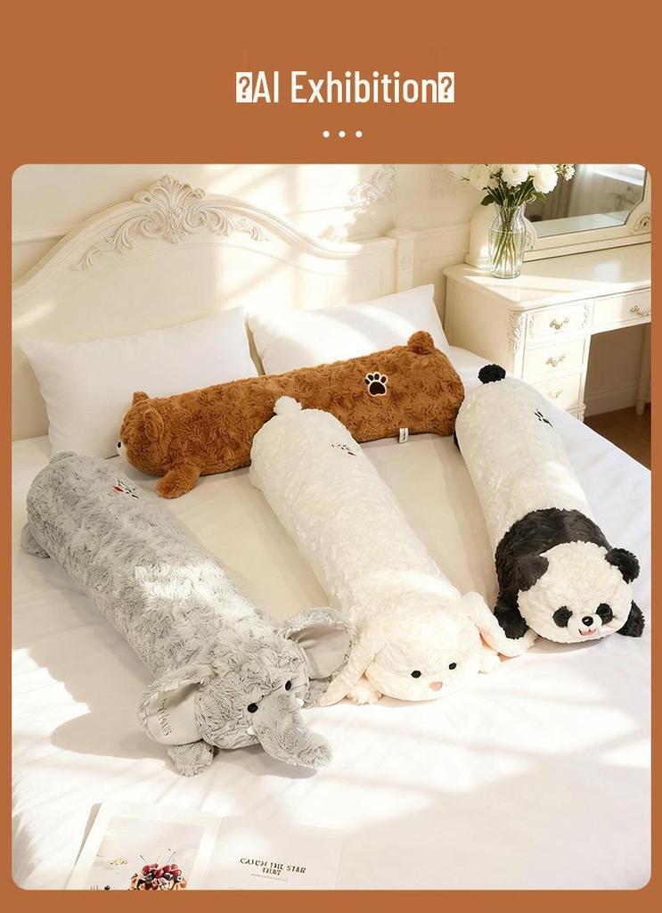 Cute Bear Long Pillow - Plush Panda Sleeping Companion for Girls