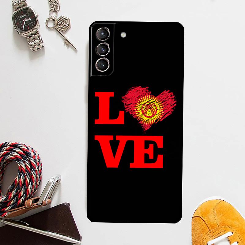 Kyrgyzstan Flag Case For Samsung Galaxy S24 Ultra S20 S21 S22 S23 Plus S9 S10 S24 FE S25 Ultra Cover Coque