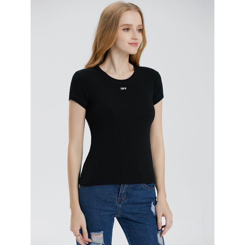 Celebrity Style Fashion Letter Short-Sleeved T-shirt for Women 2025 Summer New Arrival Silm Slimming Cotton T-shirt Undershirt