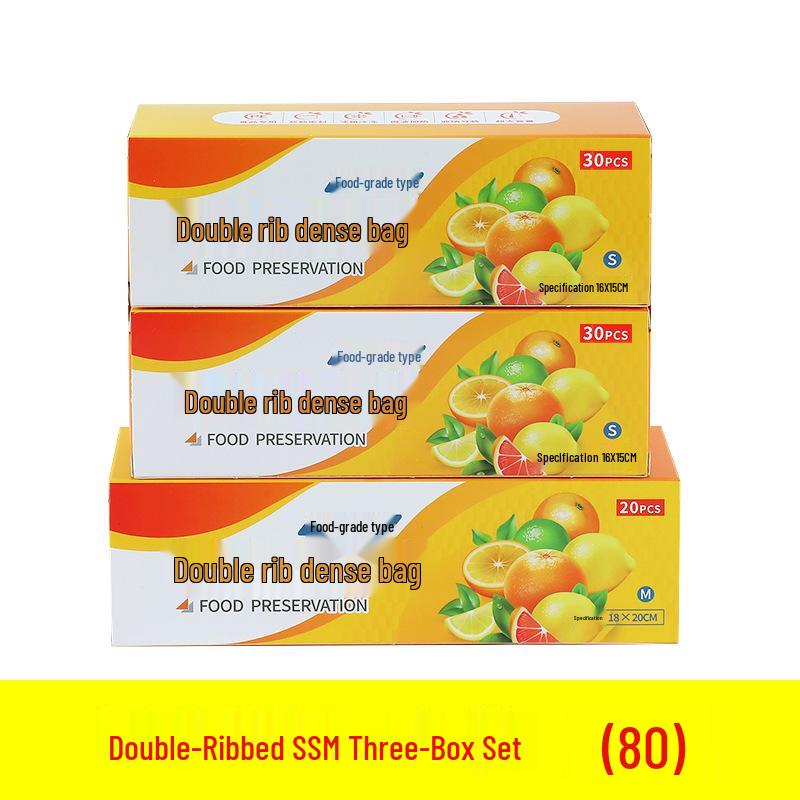 Food-Grade Double Rib Fresh-Keeping Storage Bags for Refrigerator - Thickened for Refrigeration and Freezing