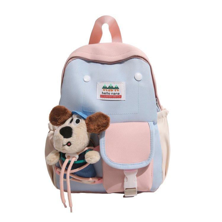 Schoolbag cute cartoon puppy doll backpack contrasting colors soft cute kindergarten schoolbag light children travel small backpack women