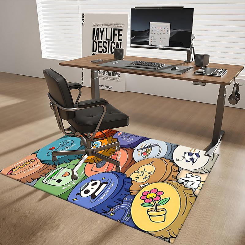 1pc Anime Cartoon Design Chair Mat - Panda Themed Office Rug for Desk, Anti-Slip Carpet Suitable for Home Decor, Living Room, Bedroom, Game Room, Birt