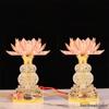Seven-Color Crystal Lotus Lamp – Buddha Altar Guanyin Lighting