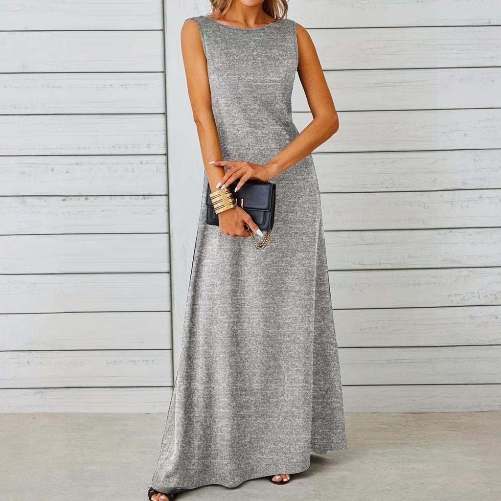 Ladies' Casual Loose Sleeveless Round Neck Vest Dress