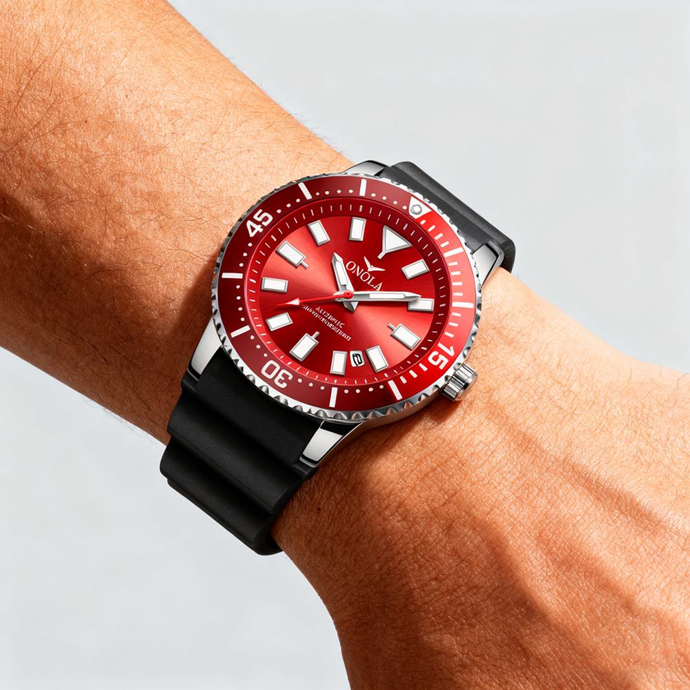 Mechanische Herrenuhr Lässig Sport Wasserdicht Armbanduhren Leuchtzifferblatt Silikonarmband Automatikuhr für Herren Datumsanzeige