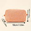 Large Capacity Striped Plaid Makeup Bag, Durable Polyester with Lace Trim, Toiletry Cosmetic Organizer for Brushes