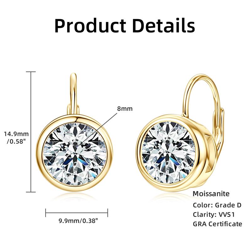 10K Solid Yellow Gold Ear Huggies with Certificate Moissanite Earring Hoop Clip Earring Wedding Wedding Banquet Fine Jewelry New