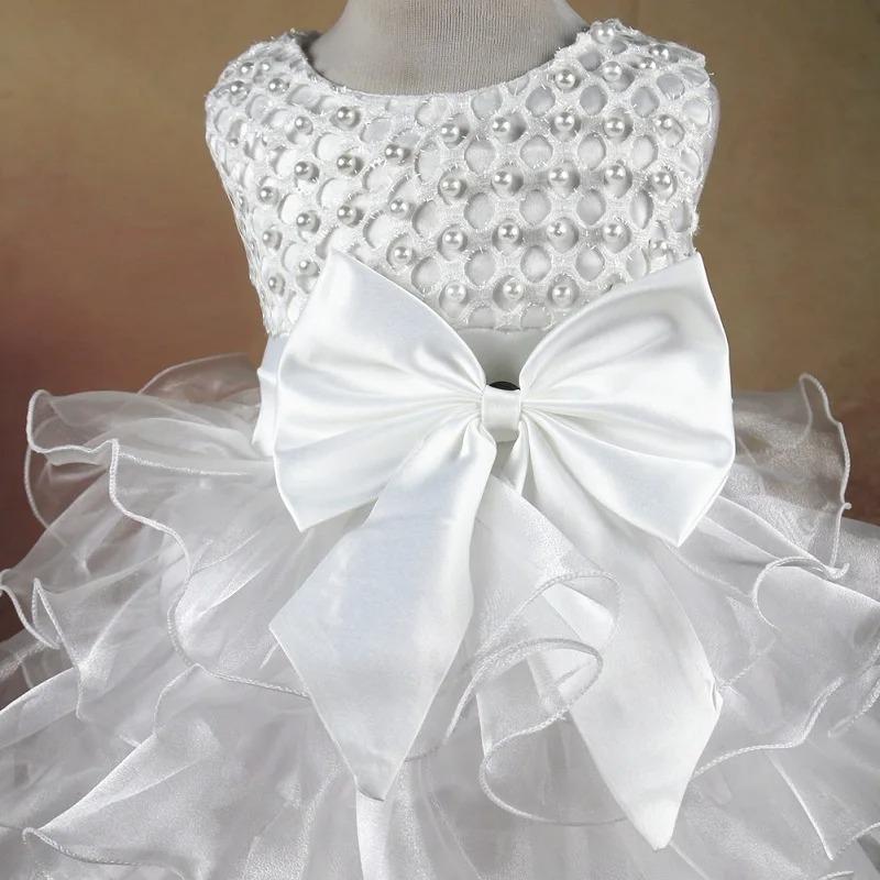 Baby Girl Princess Dress Pearl Infant Toddler Girl Vintage Vestido Party Birthday Ball Gown Baby Clothes