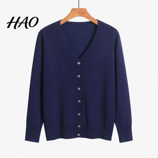 Fall Coat Women Sweater Solid Color Single-breasted Buttons Long Sleeves Casual Autumn Cardigan Soft V Neck Jacket for Daily Wear