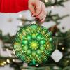 Green Mandala Hanging Wind Spinner, Metal Garden Wind Chime, Outdoor Yard Decor with 360° Rotating Hook, Durable and Reflective, No Battery Needed