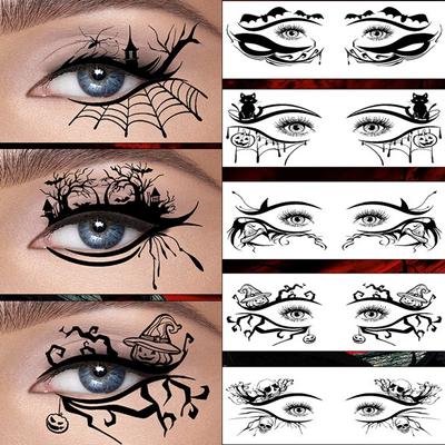 Halloween Witch Eye Makeup Temporary Tattoos for Men and Women, 10 Pack Realistic Fake Eye Corner Tattoo Stickers