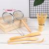4Pcs Handmade Bamboo Matcha Whisk Set with Traditional Deep Scoop Tea Strainer Clear Storage Holder for Matcha Preparation