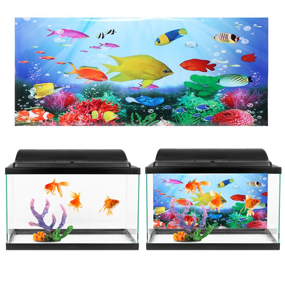 Bakgrundsposter Dekorativ Målning PVC-Klistermärke Landskapsbild för Akvarium Fiskbehållare 61x30cm
