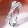 Cute Female Small White Zircon Stone Ring Silver Color Cross Engagement Charm Wedding Jewelry For Women