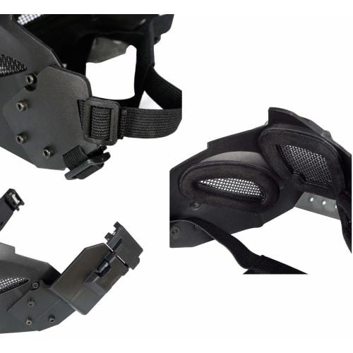 PHOENIX IKKI 2WAY FAST Helmet Compatible, Two-Band Anti-Fog, Breathable Mesh Face Guard, Tactical Gear, Airsoft Gear, Black