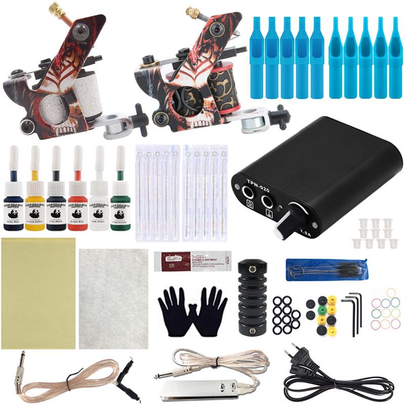 

Набор для начинающих тату-машинка двойная круглая Tattoo Machine Set