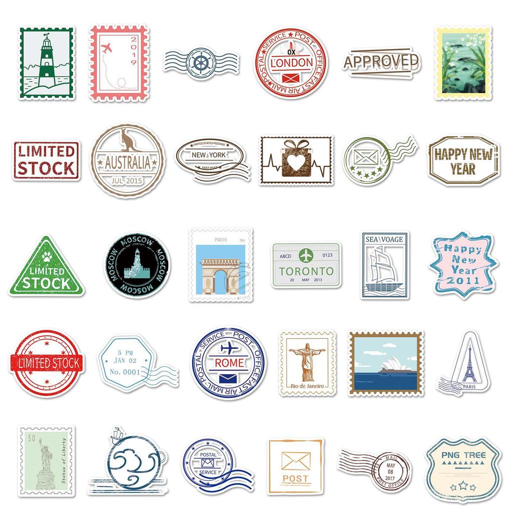 57 Retro European & American Postage Stamp Stickers for Travel & Diary DIY