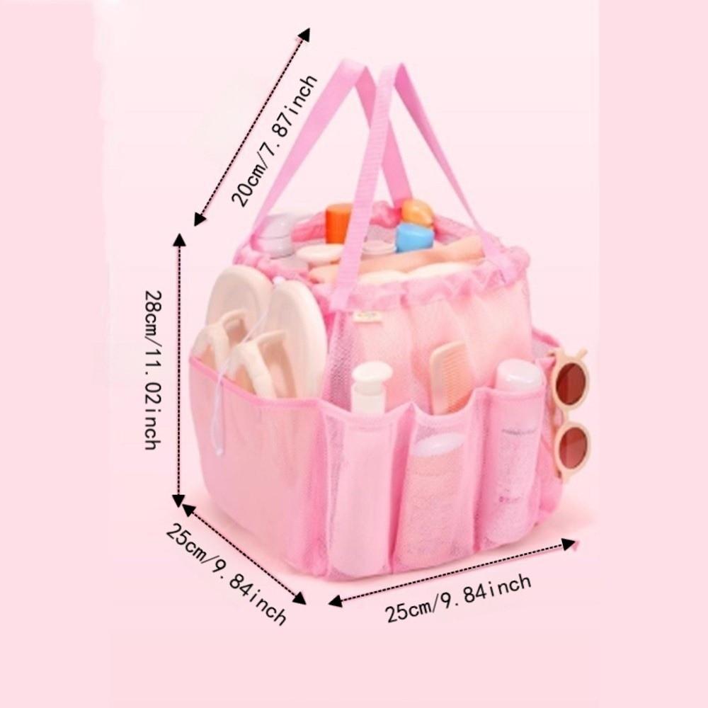 Bathroom Organizer Mesh Shower Bag Multi Pocket Drawstring Bag Foldable Storage Bag Beach