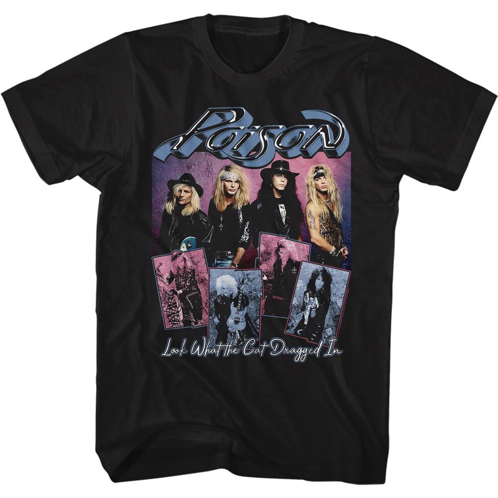 Poison Look What The Cat Dragged In Collage Men T Shirt Rock Band Music Merch XXXXL