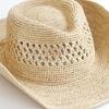 2026 New Spring Summer Fashion Casual Simple Crochet Raffia Cowboy Hat with Curled Brim Outdoor Sun Protection Straw Hat