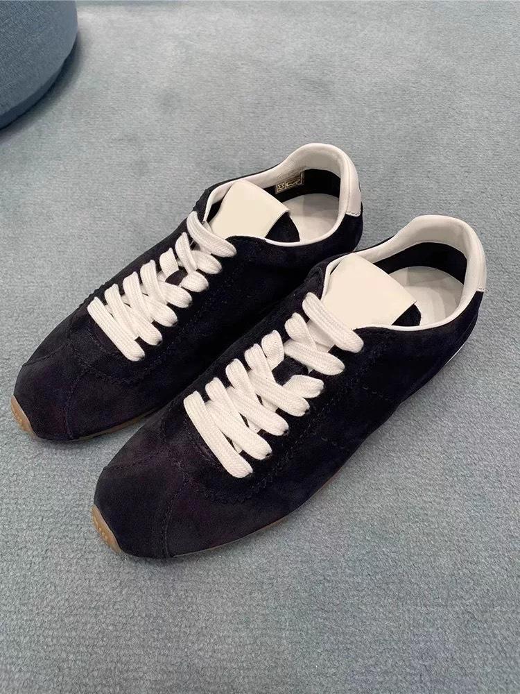 

Sheepskin version~ retro lace-up light casual sports shoes Forrest Gump shoes women s 2025 new versatile flat-bottomed German training shoes 40 темно-синий