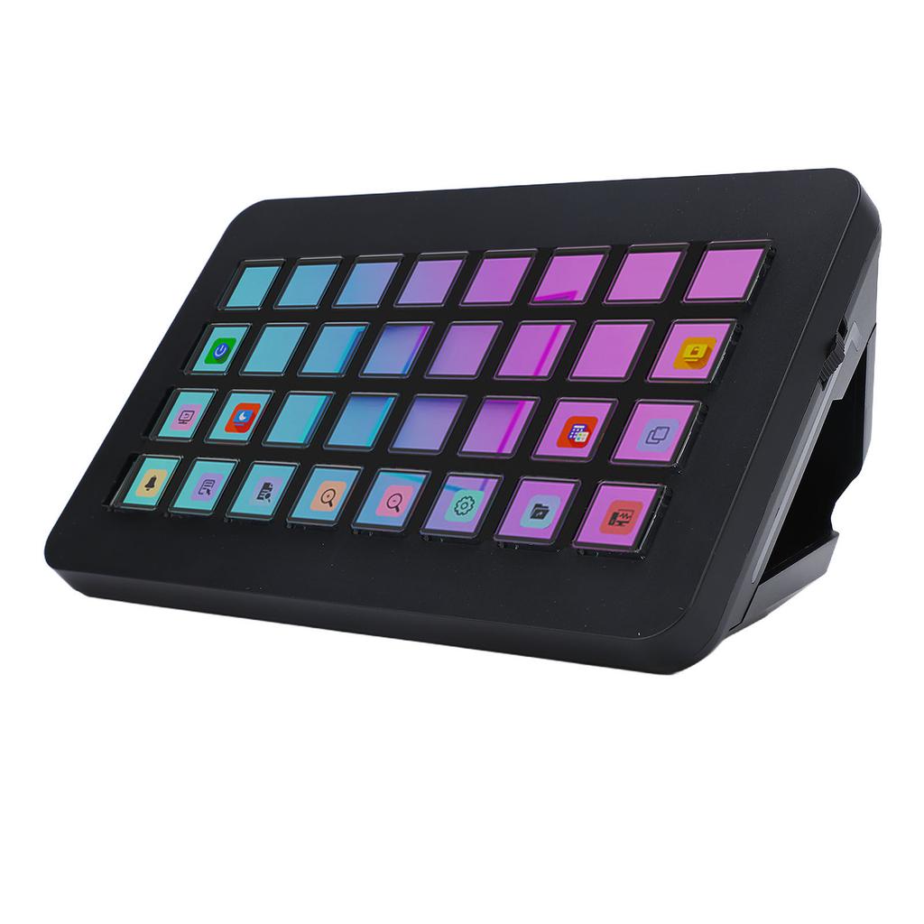 Stream Control Deck 32 LCD Keys Programmable Studio Controller Macro Keyboard for PC Live Streaming Black