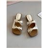 Versatile Thick Heel Square Head Open-toed Sandals Summer New Bow Outer Slippers Women