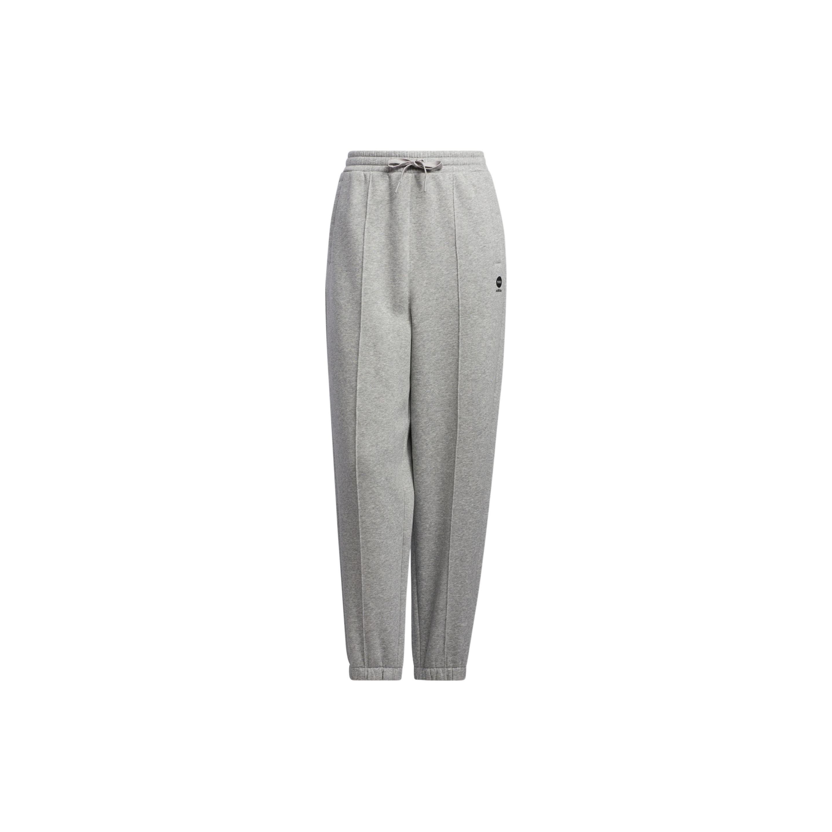 adidas neo Women s Medium Heather Gray Solid Logo Fleece Cuffed Sweatpants HZ2410 XXL