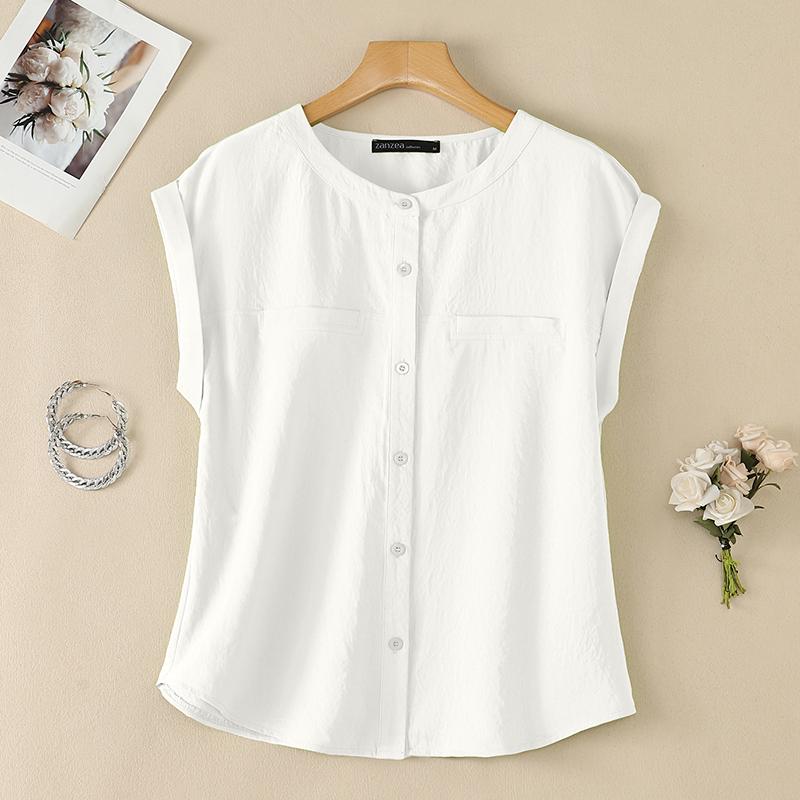 ZANZEA Women Casual Round Neck Solid Color Sleeveless Tank Tops