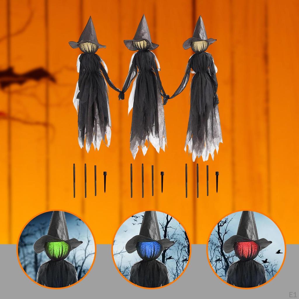 3Pcs Screaming Witch Halloween LED Display Large with Stakes Gifts Garden Decoration