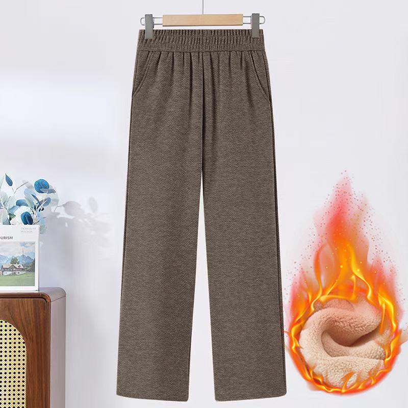 Damen Elegante High-Waist Gerade Hose mit Fleece-Futter für Herbst/Winter 2026